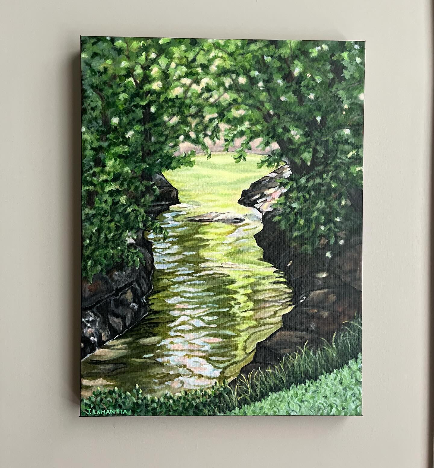 Serene River Landscape Painting