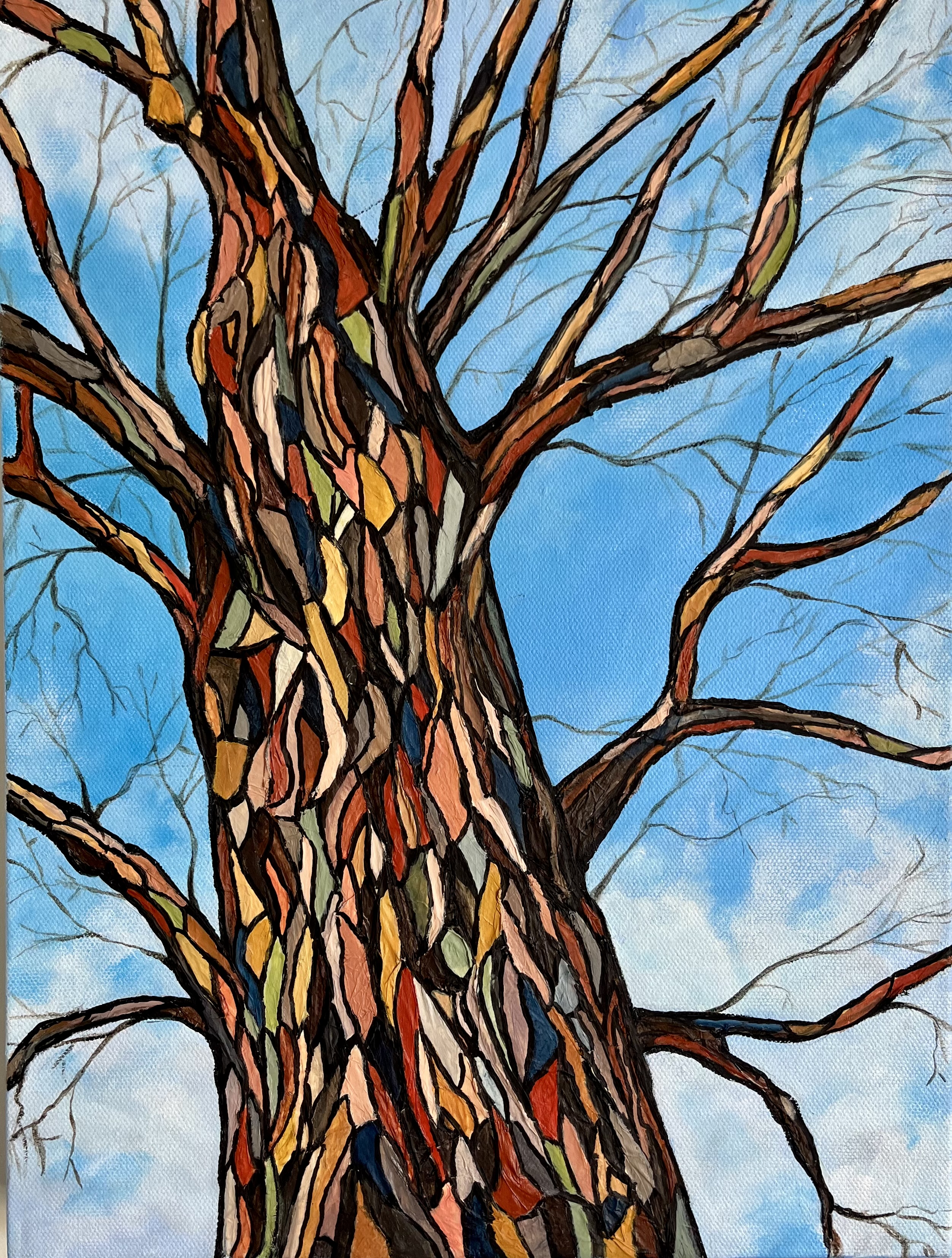 All Grown Up — Vibrant Tree Trunk Painting
